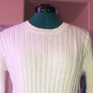 White Ribbed knit Sweater